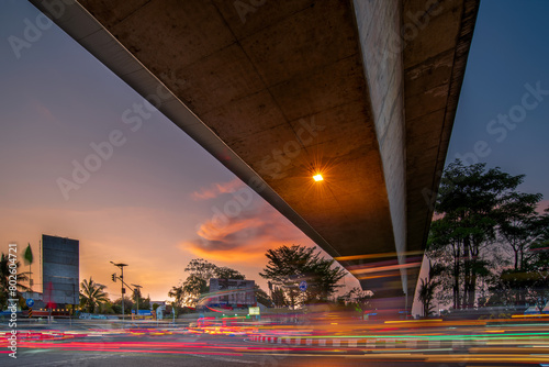 Yogyakarta  Indonesia - December 22 2023   Blue hour time at Jombor Flyover Magelang street Jogja