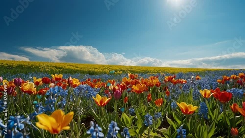 field of poppies, seamless looping animation video background 