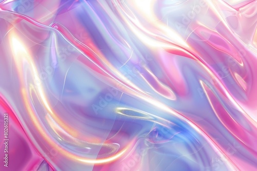 Liquid Dreams: Flowing Holographic Waves in Pastel Tones