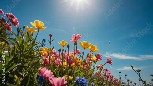 field of flowers, seamless looping animation video background 
