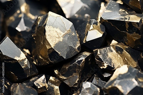 Macro photography of sparkling pyrite surface, perfect for luxurious and opulent background designs,