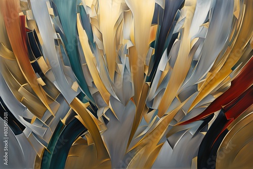 Fototapeta Naklejka Na Ścianę i Meble -  A painting of a flower with gold and red colors