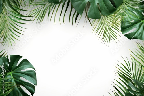 Simplistic yet striking presentation of tropical greenery on a pure white canvas, suitable for clean and serene branding purposes,