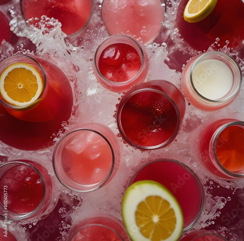 juice in glass with cherry photo