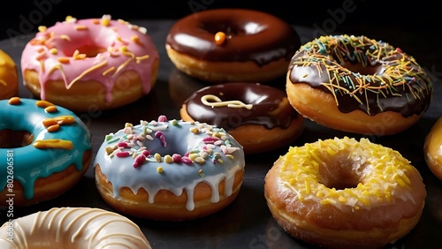 donuts with icing sugar Epicurean Elegance 8K Portrait of Exquisite Donut Artistry