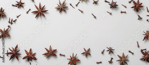 Star anise placed on a blank white canvas