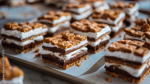 A tray of homemade smores bars a unique twist on the traditional treat being passed around the group for everyone to try.