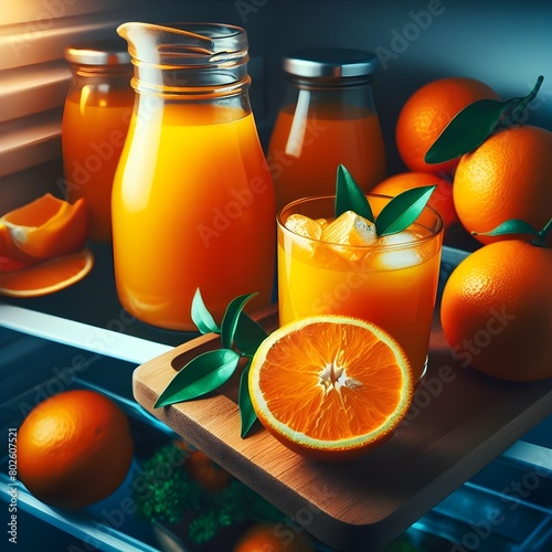 Fresh Orange juice in the fridge.