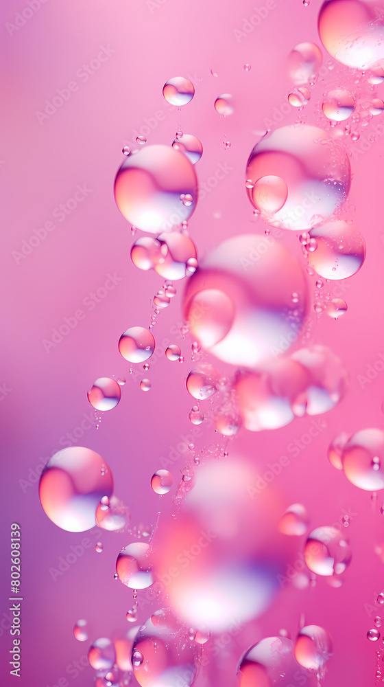 Pink background with bubbles floating in the air Pink background with bubbles floating in the air