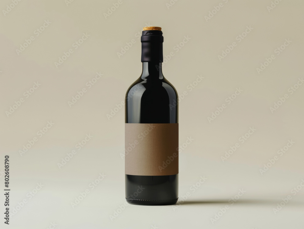 empty bottle with black empty label for presentation, copyspace area - ai empty bottle with black empty label for presentation, copyspace area - ai