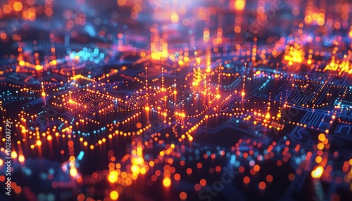 safety_ratings)Glowing orange and blue particles form a futuristic cityscape.