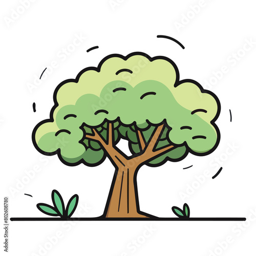 An icon representing an olive tree, rendered in a vector style with a branching structure and small leaves