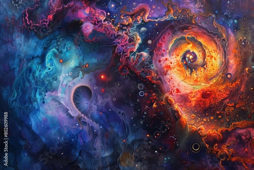 The image is an abstract painting of a colorful nebula © EC Tech 