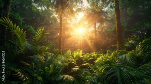 Eco concept for Earth Day  lush tropical forest  AI Generative