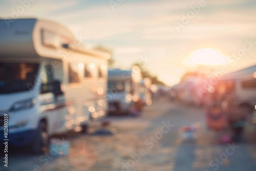 blurred photograph of crowded RV park.