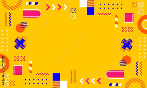 Modern abstract background with memphis elements in yellow and retro themed posters  banners and website landing pages.

