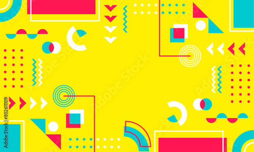 Modern abstract background with memphis elements in yellow and retro themed posters  banners and website landing pages.

