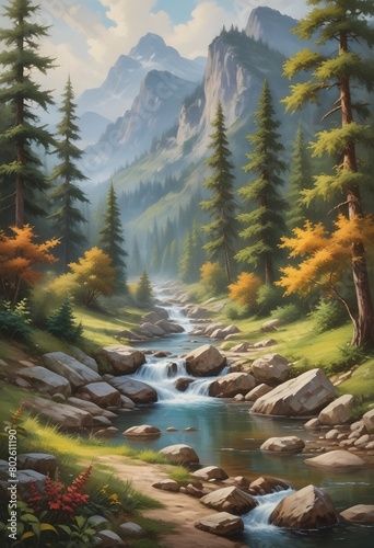 Detailed and Creative Oil Painting of Nature s Beauty
