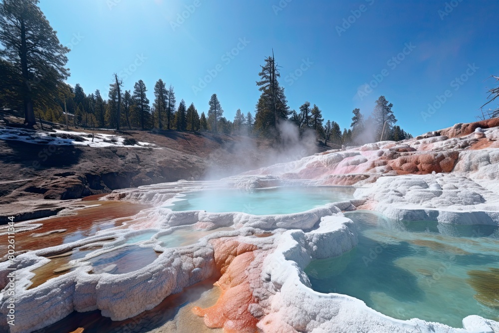 Majestic Natural Landscape Geothermal Area in Woods