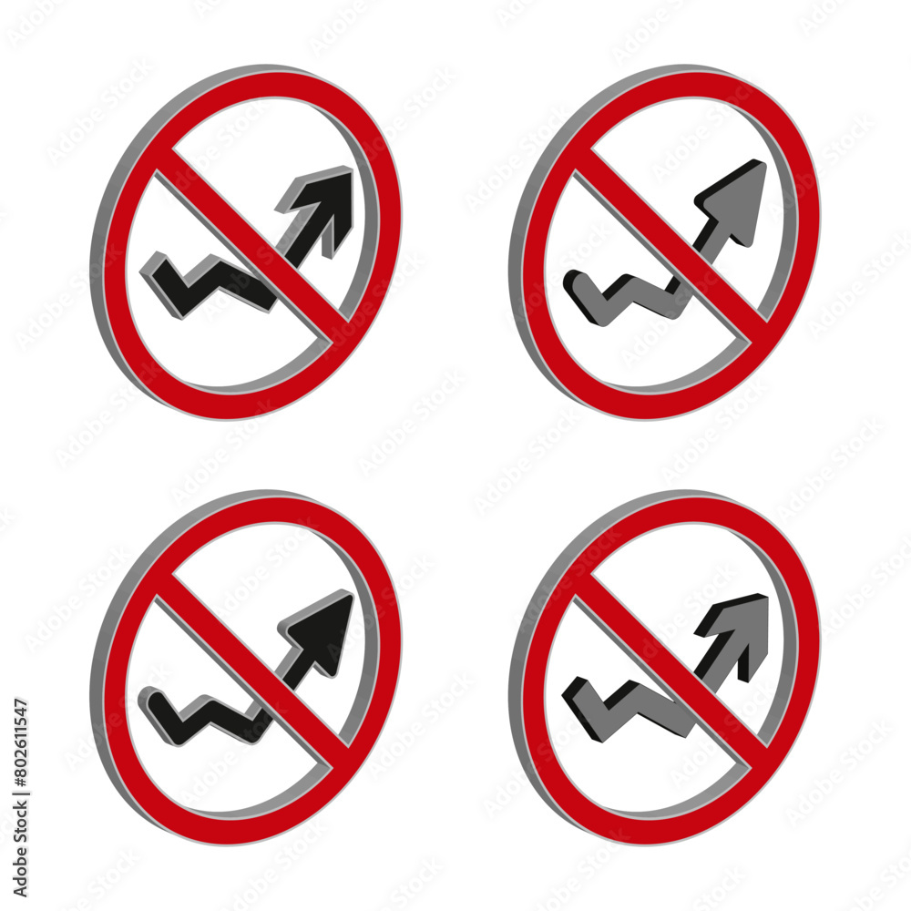 Prohibited direction signs. Vector forbidden arrows set. No turning symbols. Prohibited direction signs. Vector forbidden arrows set. No turning symbols.
