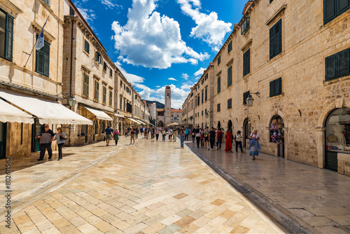 Dubrovnik a city in southern Croatia fronting the Adriatic Sea, Europe. Old city center of famous town Dubrovnik, Croatia. Picturesque view on Dubrovnik old town (medieval Ragusa) and Dalmatian Coast.