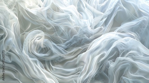 This ethereal fabric, delicate and soft to the touch, cascades gracefully, evoking a sense of timeless elegance. photo