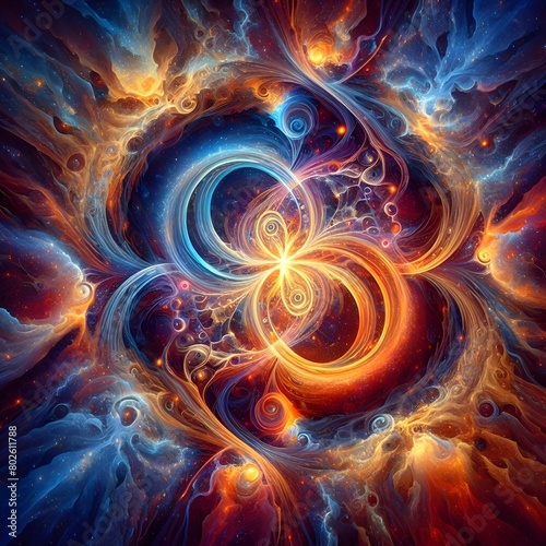 Fusion flare abstract colorful shapes background display of vibrant hues and dynamic patterns © MDSAIDE