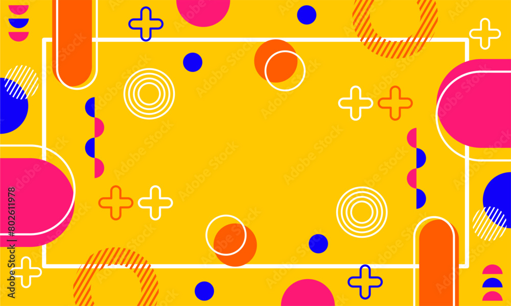 Obraz premium Modern abstract background with memphis elements in yellow and retro themed posters banners and website landing pages.