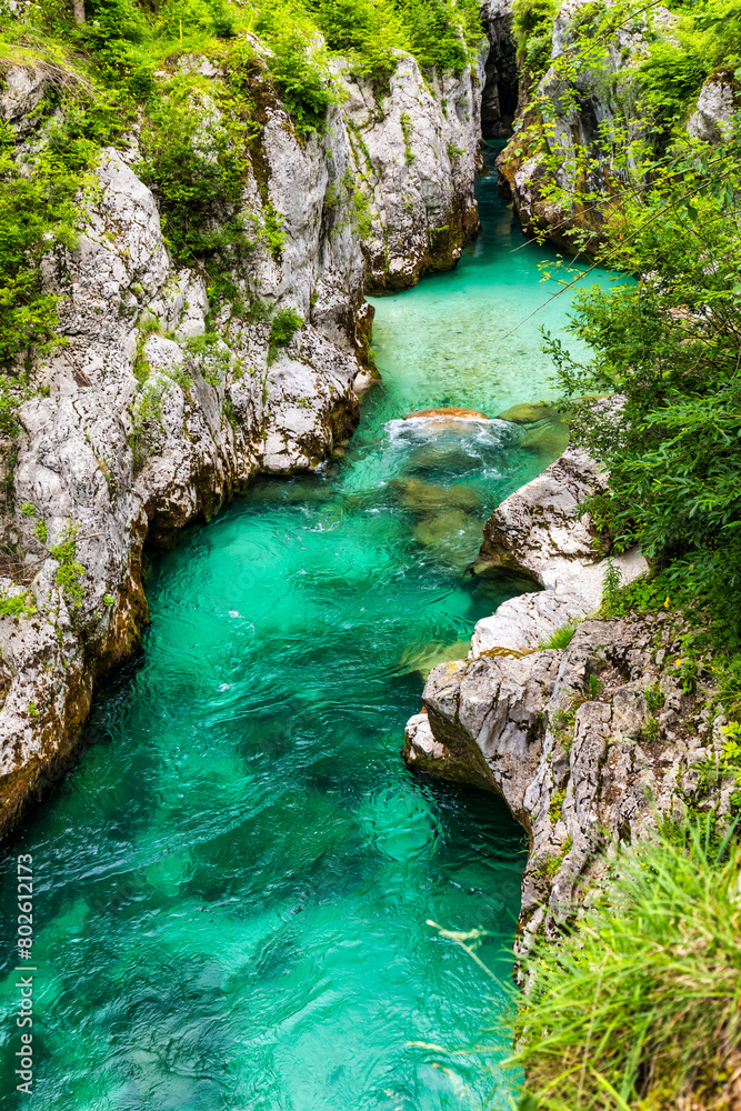 Amazing Soca river gorge in Slovenian Alps. Great Soca Gorge (Velika korita Soce), Triglav National park, Slovenia. Great canyon of Soca river, Bovec, Slovenia. Soca Gorge in Triglav National Park. Amazing Soca river gorge in Slovenian Alps. Great Soca Gorge (Velika korita Soce), Triglav National park, Slovenia. Great canyon of Soca river, Bovec, Slovenia. Soca Gorge in Triglav National Park.