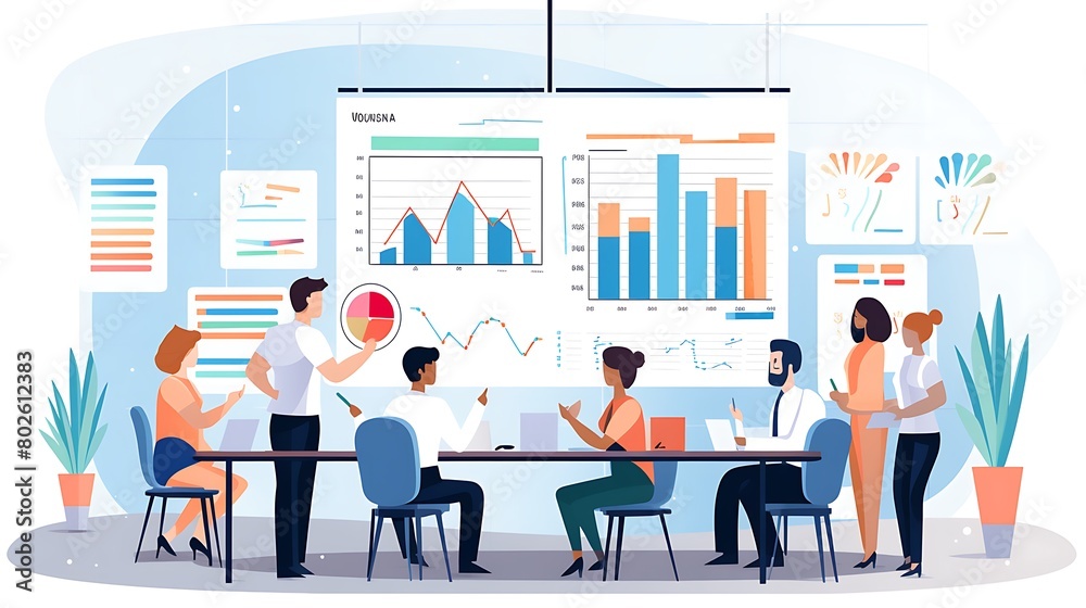 A team collaboration on a whiteboard with financial charts and graphs A team collaboration on a whiteboard with financial charts and graphs