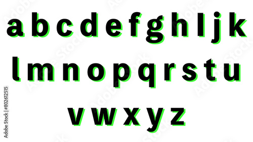 装飾文字セット|アルファベット小文字:黒+緑