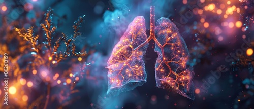 Artistic render of human lungs, medical science photo