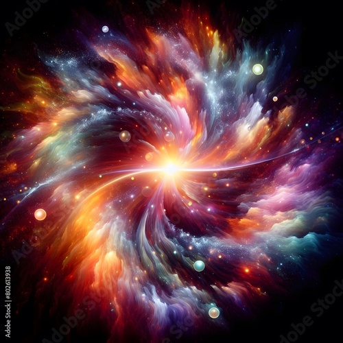 Fusion flare abstract colorful shapes background display of vibrant hues and dynamic patterns