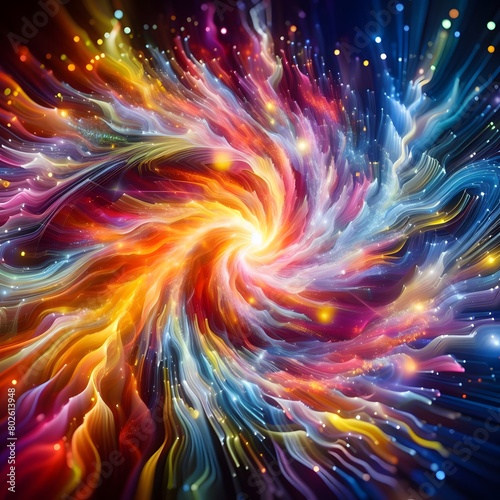 Fusion flare abstract colorful shapes background display of vibrant hues and dynamic patterns