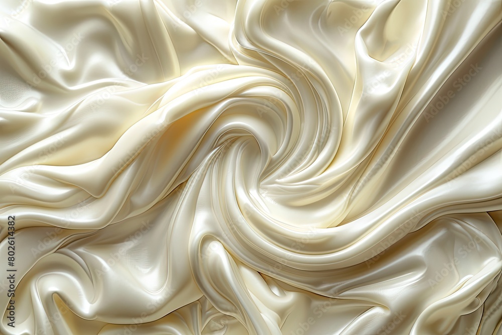 A white fabric with a swirl pattern. The fabric is very smooth and silky A white fabric with a swirl pattern. The fabric is very smooth and silky