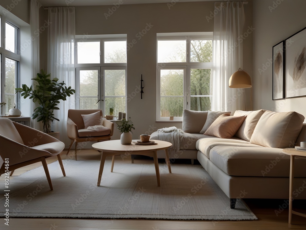 Fototapeta premium Nordic Nook: A Cozy Corner of Hygge for the Modern Urban Dweller