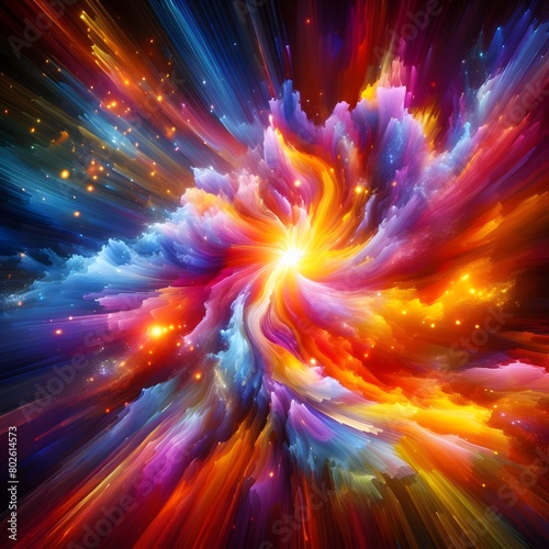 Fusion flare abstract colorful shapes background display of vibrant hues and dynamic patterns