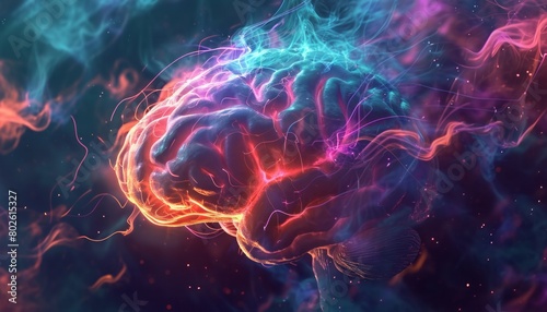 Dynamic visualization of human thought, showcasing intricate neural connections and intellectual depth through realistic brain structures and vibrant colors.