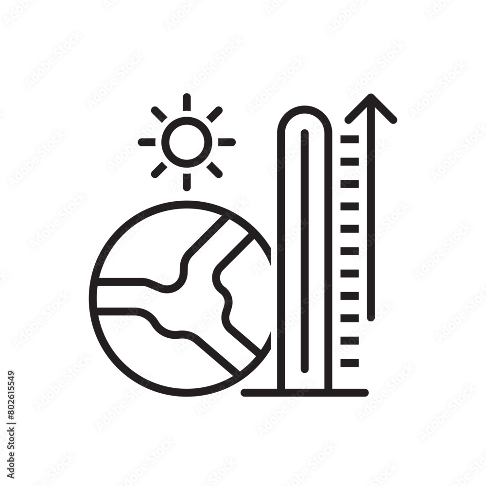 Global Warming Icon - Temperature increase Icon Global Warming Icon - Temperature increase Icon