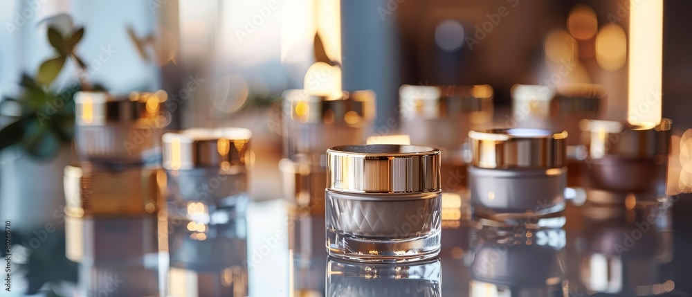 Elegant cosmetic jars, luxury beauty essentials