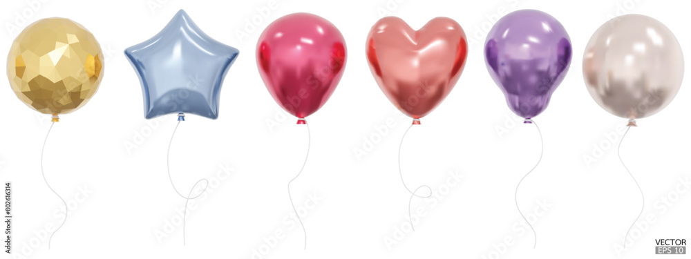 Shape File Balloons Set of realistic vector Balloons of various shapes, star, spheres and ...