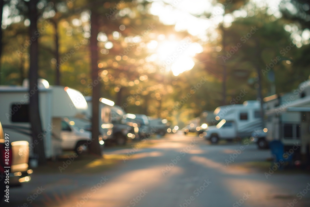 blurred photograph of RV park.