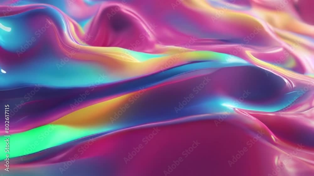 Abstract fluid iridescent holographic neon curved wave colorful background, motion