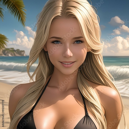 bonita mujer rubia en la playa (modelo dos).