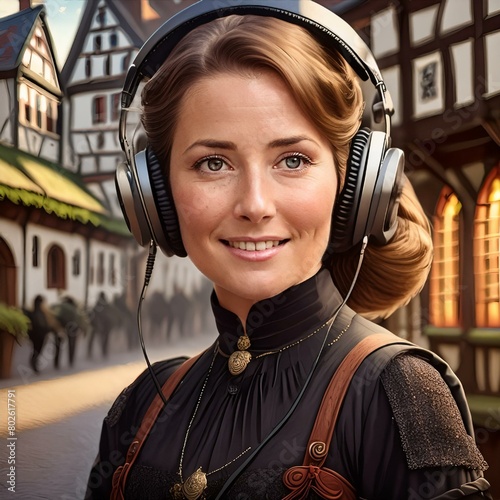bella mujer con audífonos. photo
