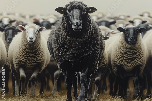 Black sheep. Background with selective focus and copy space photo