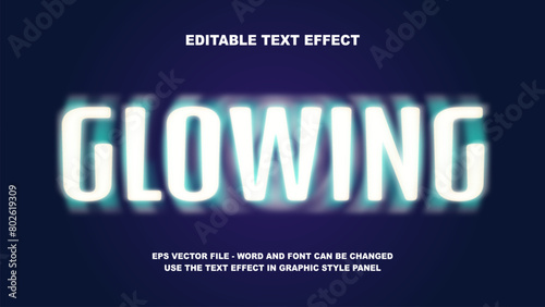 Editable Text Effect Glowing 3D Vector Template