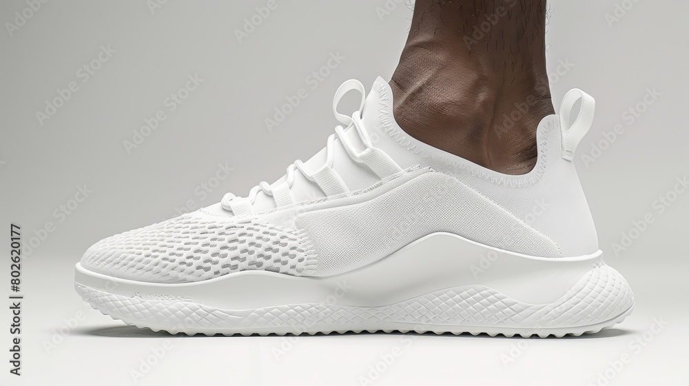 white sneakers Shoes isolated on white background. Side view.