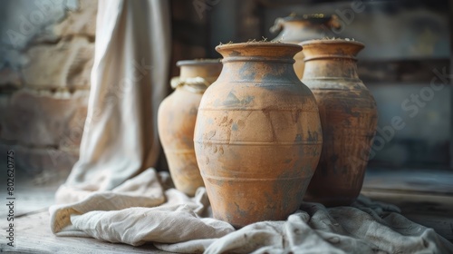 Sunlit Collection of Earthenware Vases  © Dinaaf