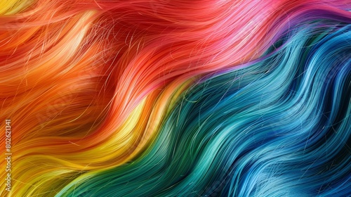 Vibrant rainbow colored hair texture